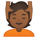 Android Pie; U+1F486 U+1F3FE; Emoji