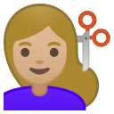 Android Pie; U+1F487 U+1F3FC U+200D U+2640 U+FE0F; Emoji