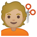 Android Pie; U+1F487 U+1F3FC; Emoji