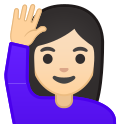 Android Pie; U+1F64B U+1F3FB U+200D U+2640 U+FE0F; Emoji