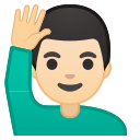 Android Pie; U+1F64B U+1F3FB U+200D U+2642 U+FE0F; Emoji