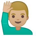 Android Pie; U+1F64B U+1F3FC U+200D U+2642 U+FE0F; Emoji