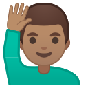 Android Pie; U+1F64B U+1F3FD U+200D U+2642 U+FE0F; Emoji