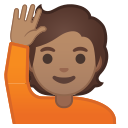 Android Pie; U+1F64B U+1F3FD; Emoji