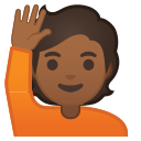 Android Pie; U+1F64B U+1F3FE; Emoji