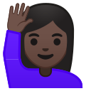 Android Pie; U+1F64B U+1F3FF U+200D U+2640 U+FE0F; Emoji
