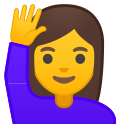 Android Pie; U+1F64B U+200D U+2640 U+FE0F; Emoji