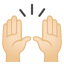 Android Pie; U+1F64C U+1F3FB; Emoji