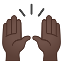 Android Pie; U+1F64C U+1F3FF; Emoji