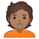 Android Pie; U+1F64E U+1F3FD; Emoji