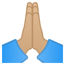 Android Pie; U+1F64F U+1F3FC; Emoji