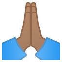 Android Pie; U+1F64F U+1F3FD; Emoji