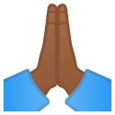Android Pie; U+1F64F U+1F3FE; Emoji