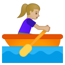 Android Pie; U+1F6A3 U+1F3FC U+200D U+2640 U+FE0F; Emoji