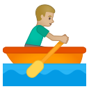 Android Pie; U+1F6A3 U+1F3FC U+200D U+2642 U+FE0F; Emoji