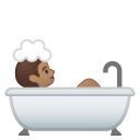 Android Pie; U+1F6C0 U+1F3FD; Emoji