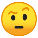 Android Pie; U+1F928; Visage Avec Un Sourcil Relevé Emoji