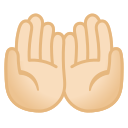 Android Pie; U+1F932 U+1F3FB; Ponga Sus Manos Juntas: Color De Piel 1–2 Emoji