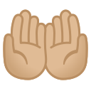 Android Pie; U+1F932 U+1F3FC; Paumes Vers Le Haut : Peau 2 Emoji