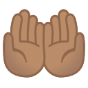 Android Pie; U+1F932 U+1F3FD; Palma Das Duas Mãos Juntas Voltando Para Cima: Pele Bronzeada Emoji