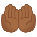 Android Pie; U+1F932 U+1F3FE; Handflächen nach oben : Hauttyp 5 Emoji