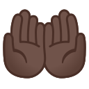 Android Pie; U+1F932 U+1F3FF; Ponga Sus Manos Juntas: Color De Piel 6 Emoji