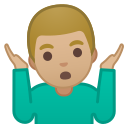Android Pie; U+1F937 U+1F3FC U+200D U+2642 U+FE0F; Emoji