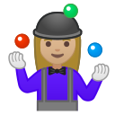 Android Pie; U+1F939 U+1F3FC U+200D U+2640 U+FE0F; Emoji