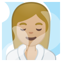 Android Pie; U+1F9D6 U+1F3FC U+200D U+2640 U+FE0F; Emoji