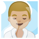 Android Pie; U+1F9D6 U+1F3FC U+200D U+2642 U+FE0F; Uomo Alla Spa: Colore Pelle 3 Emoji