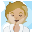 Android Pie; U+1F9D6 U+1F3FC; Emoji
