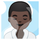 Android Pie; U+1F9D6 U+1F3FF U+200D U+2642 U+FE0F; Homem No Banho De Vapor: Pele Escura Emoji