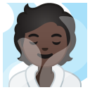 Android Pie; U+1F9D6 U+1F3FF; Pessoa No Banho De Vapor: Pele Escura Emoji