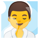Android Pie; U+1F9D6 U+200D U+2642 U+FE0F; Hombre En Cuarto De Vapor Emoji