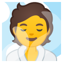 Android Pie; U+1F9D6; Pessoa No Banho De Vapor Emoji