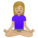Android Pie; U+1F9D8 U+1F3FC U+200D U+2640 U+FE0F; Mulher Em Posição De Lótus: Pele Clara Média Emoji