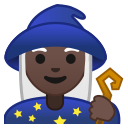 Android Pie; U+1F9D9 U+1F3FF U+200D U+2640 U+FE0F; Magicienne: Peau 5 Emoji