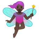 Android Pie; U+1F9DA U+1F3FF U+200D U+2640 U+FE0F; Mulher Fada: Pele Escura Emoji