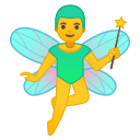 Android Pie; U+1F9DA U+200D U+2642 U+FE0F; Fata Maschio Emoji
