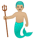 Android Pie; U+1F9DC U+1F3FC U+200D U+2642 U+FE0F; Tritone: Colore Pelle 3 Emoji