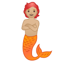 Android Pie; U+1F9DC U+1F3FC; Meerjungmann/-frau: Hauttyp 3 Emoji