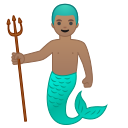 Android Pie; U+1F9DC U+1F3FD U+200D U+2642 U+FE0F; Tritón : Color De Piel 4 Emoji