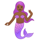 Android Pie; U+1F9DC U+1F3FE U+200D U+2640 U+FE0F; Sereia : Pele Escura Média Emoji