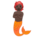 Android Pie; U+1F9DC U+1F3FF; Sirena (persona): Colore Pelle 6 Emoji