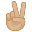 Android Pie; U+270C U+1F3FC; Emoji