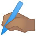 Android Pie; U+270D U+1F3FD; Emoji