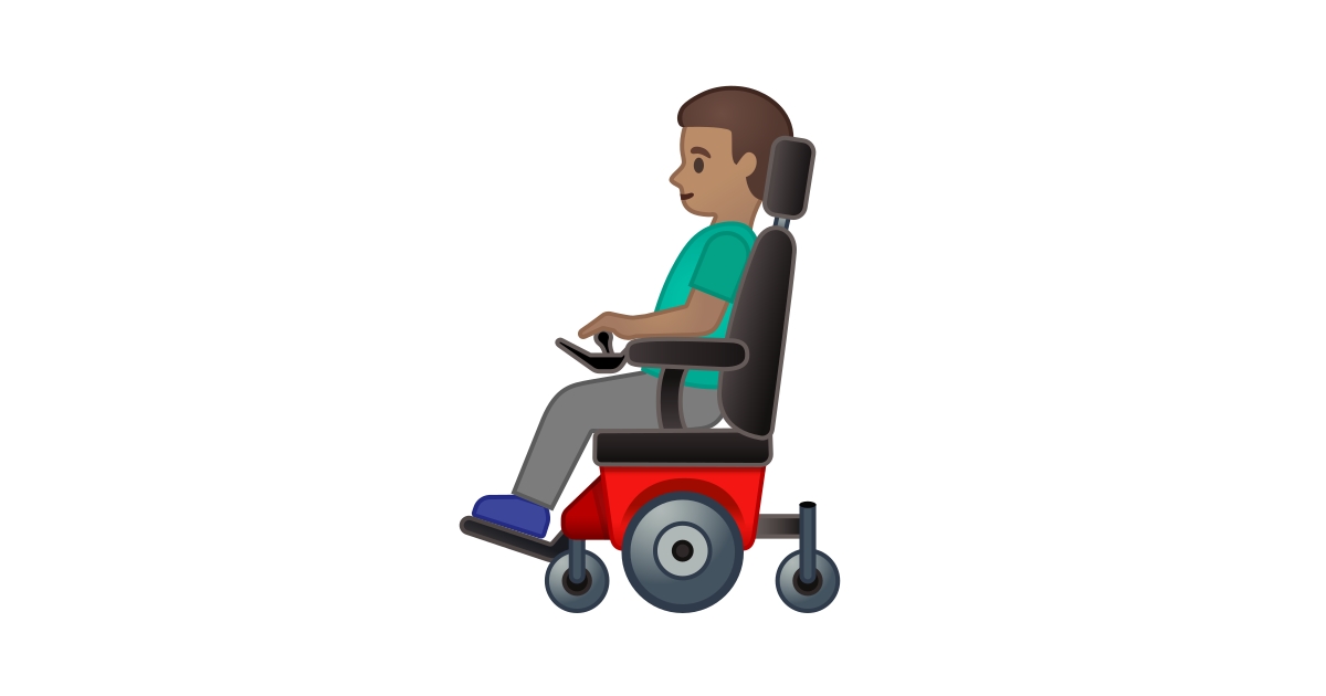 👨🏽‍🦼 Hombre En Silla De Ruedas Eléctrica Tono De Piel Medio Emoji