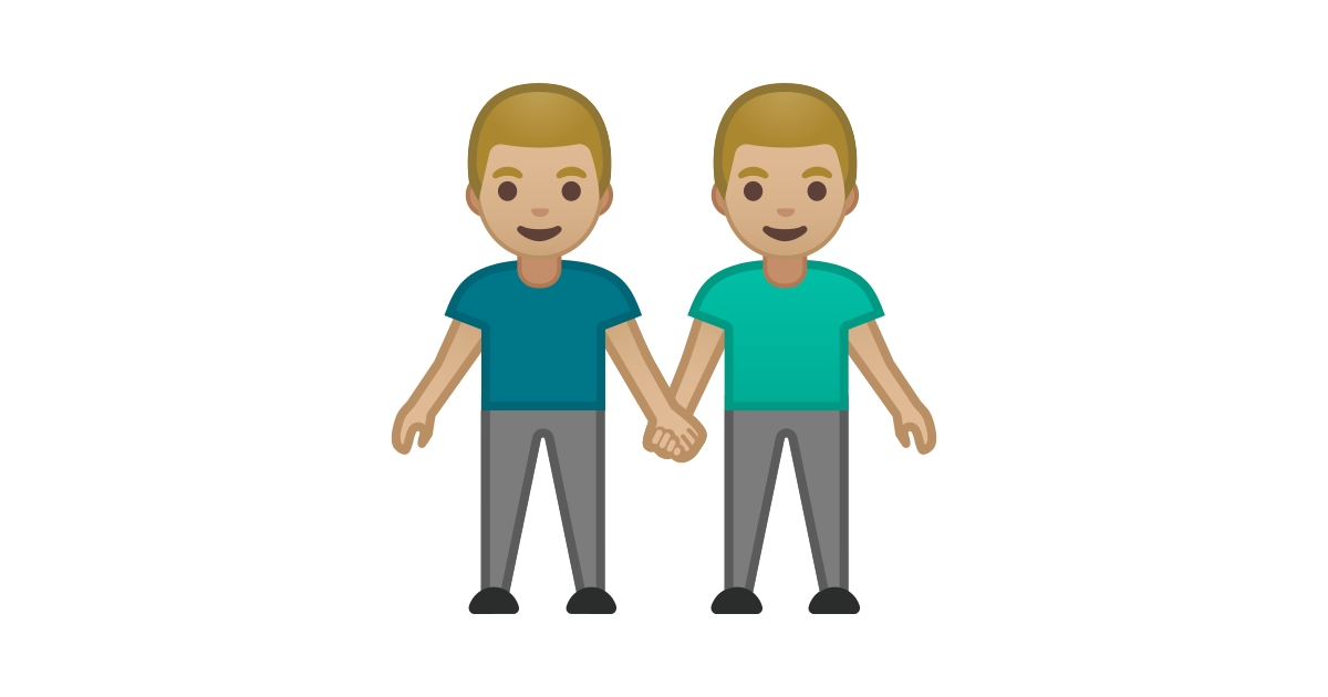 Nom Qui Se Lit Dans Les Deux Sens 👬🏼 Deux Hommes Se Tenant La Main : Peau Moyennement Claire Emoji