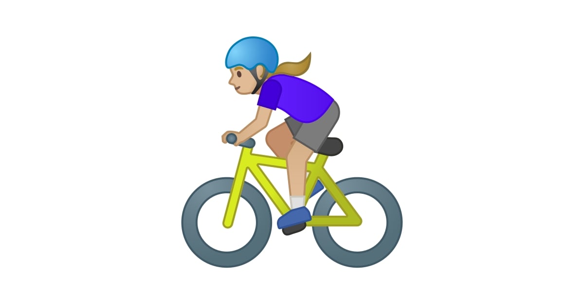 🚴🏼‍♀️ Cycliste Femme Peau Moyennement Claire Emoji