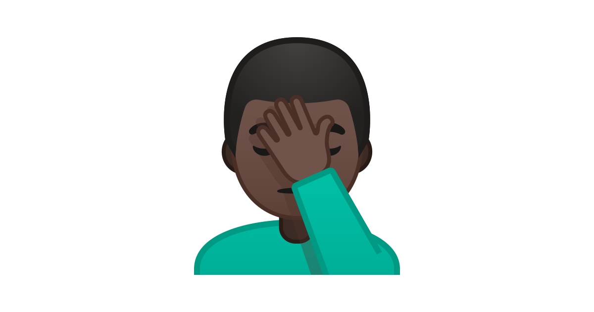 Man Facepalming Dark Skin Tone Emoji